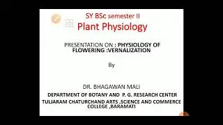 SYBSC BOTANY Plant Physiology : VERNALIZATION  20-21