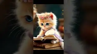 Dhinka Chika Dhinka Chika Kitten reading book! #Shorts #kitten #cute #dance #catlovers