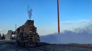 Sandaoling-JS Class Steam Locomotive boiler blowdown and the cylinder drain