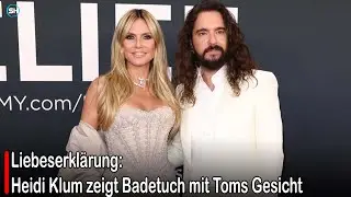 Declaration of love: Heidi Klum shows off a beach towel with Tom's face #germany | SH News German