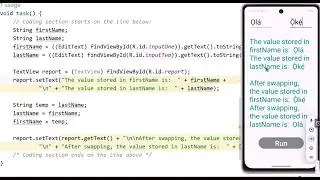 5.  Swap Variable Value exercise.  Android app demo.