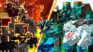 Lava Mobs vs Water Mobs | Minecraft Every Water And Lava Bosses Fight (1.19.3)