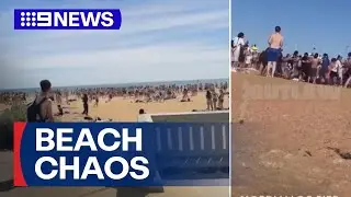 Teens brawl on beach for second day after supermarket trashed | 9 News Australia