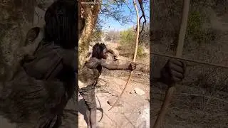 Hadzabe vs Leopard 😱 | Extreme Tribal Fight & Hunting Skills.हदज़बे बनाम लियोपर्ड लड़ाई.#shortsfeed