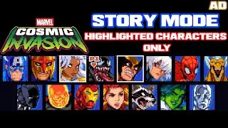 MARVEL Cosmic Invasion - Story Mode all main stages as highlighted characters.