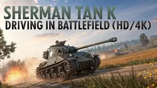Sherman tank driving in battlefield (HD/4K)