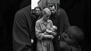 Mulher com cabe&ccedil;a raspada, acusada de colabora&ccedil;&atilde;o com nazistas, ap&oacute;s a liberta&ccedil;&atilde;o da Fran&ccedil;a.
