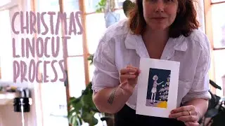 linocut reduction process - christmas edition | christmas studio vlog