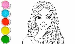 Cute Barbie Girl Drawing for kids, Painting & Coloring for kids, Toddlers | Let's Draw Together