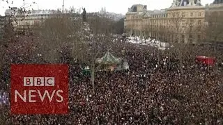 Paris unity march in 60 secs - BBC News