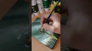 Detailed dandelion seeds flying acrylic art / Easy acrylic painting for beginners/ Spring Season