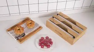 KitOrg Bamboo Foil and Plastic Wrap Organizer