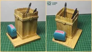 DIY Pen Stand from Ice Cream Sticks &ndash; Easy & Creative Craft Idea !