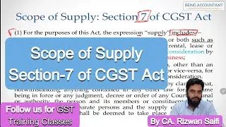 Scope of Supply in GST | Being Accountant ~ GST Training Classes
