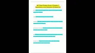 NC Real Estate Exam Chapter 1 Questions and Answers Graded A520