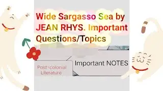 Important Questions/Topics#Wide Sargasso Sea by JEAN RHYS