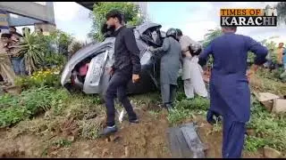 Over speed Land cruiser hits a car and motercycles on Karsaz road, two people lost their lives