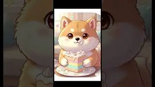 Cute Shiba Inu Gently Eating Rainbow Cake | Cozy & Adorable Animation