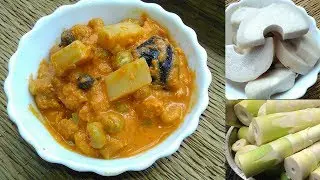 Keerla & Vatane Randhay | Tender Bamboo Shoot & Green Peas Curry | Konkani Recipe