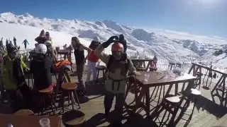 Val Thorens La folie Douce - Plein sud  ski in To Montana April 2016 Alon, Yuval & Liam