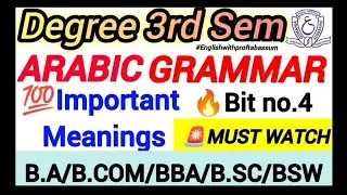 🎯 Degree 3rd Sem Arabic Grammar |🔥 Important 💯Meanings &ndash;Bit no. 4 ✅ Explained | #3rdsem