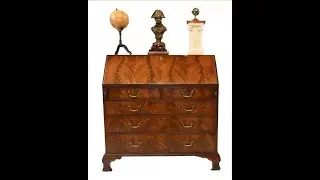 George III Bureau Desk Flame Mahogany English Antiques