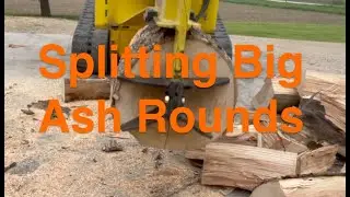 Splitting Big Ash Rounds with Wolfe Ridge Skid Steer Splitter