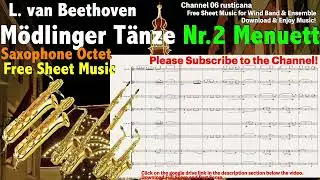 Beethoven:M&ouml;dlinger T&auml;nze Nr.2 Menuett. Saxophone Octet Free Sheet Music Download 06 rusticana