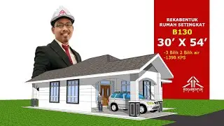 DESIGN RUMAH B130- PELAN RUMAH BANGLO SETINGKAT 3 BILIK (1398 KAKI PERSEGI-30&rsquo; X 54&rsquo;)