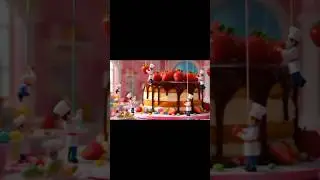 tiny creature makin strawberry cake 🍓🍰|how to make cake? #strawberrycake #cake #tinycreature #shorts