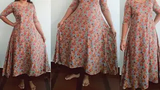 Flared A-line kurti in 2.5 meters cloth cutting and stitching malayalam