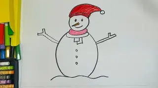 B&eacute; Vẽ Người Tuyết Noel ⛄ | Christmas Draw a Cute Snowman ❄️ | Learn English