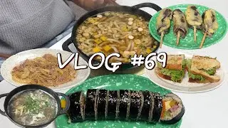🍂겨울 집순이의 일상/N잡러 1인가구 자취생의 절약 집밥 브이로그(김밥/우동/순대꼬치/크림파스타/갈비탕/바질샌드위치)