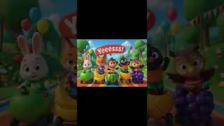 Fruit Race! Who Will Win? 🍓🍌🍇#RaviBear #FruitRace #KidsCartoon #PreschoolShorts #shorts