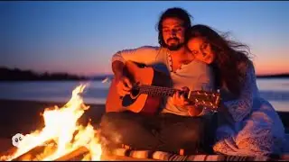 Moonlight, Firelight, and a Love Song | Romantic Guitar Beach Scene