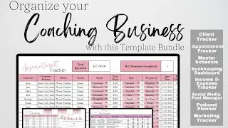 Coaching Business Templates - Appointment Tracker, Social Media, Podcast Planner, Bookkeeping Excel