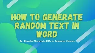 How to generate random text in word | English