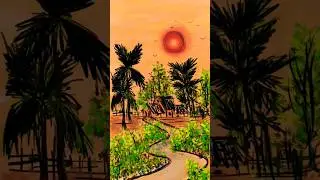 Digital Art- Capturing the timeless beauty of a village.#shorts #youtubeshorts #painting #art