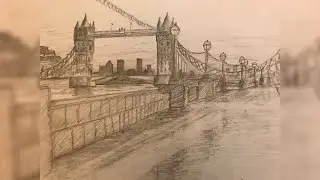 Drawing of Tower Bridge, London -  TIME-LAPSE