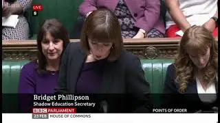 Speaker tell Bridget Phillipson she can't make a speech out of a point of order and to sit down