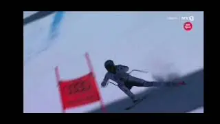 Downhill ski crash recover to backwards in 110km/h ⛷️&harr;️😲🤘🏻! FIS W.Cup Cortina 2021- Maxence Muzaton