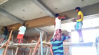 Building big Roof 2&times;1.5 size and 29 feet length beam plastering-using  sand and cement Construction