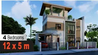 3 Storey House Design 12 X 5 M (60 sqm )