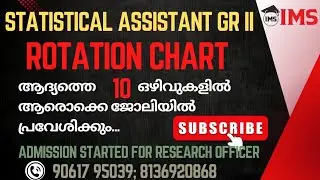 ആർക്കൊക്കെ ജോലി കിട്ടും| Rotation Chart | Statistical Assistant |Vacancy | IMS INSTITUTE|#education 