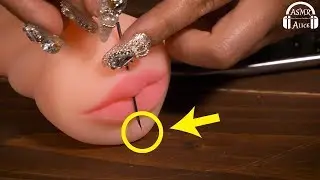 【衝撃】ASMR シリコンの口にピアスする音 - Sound to lip piercing the mouth of silicon【Awesome】