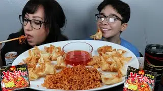 ОСТРЫЙ РАМЕН И СЫРНЫЕ ВОНТОНЫ МУКБАНГ | КУЛИНАРНОЕ ШОУ