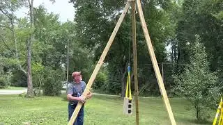 Temporary Power Pole Installation | Using A DIY Homemade Tripod Crane.