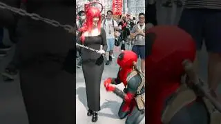 Looks like Makima found a new pet 🐶 #deadpool #makima #cosplay