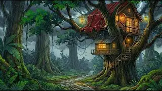 A Rainy Day Spent Together in a Tree House in a forest | Ghibli-Style Video