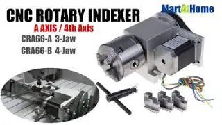 CRA66-A/B/C CNC Router Rotary Indexer 4th Axis 6:1 with 3-jaw Chuck and 57 Stepper Motor 250 Oz-in